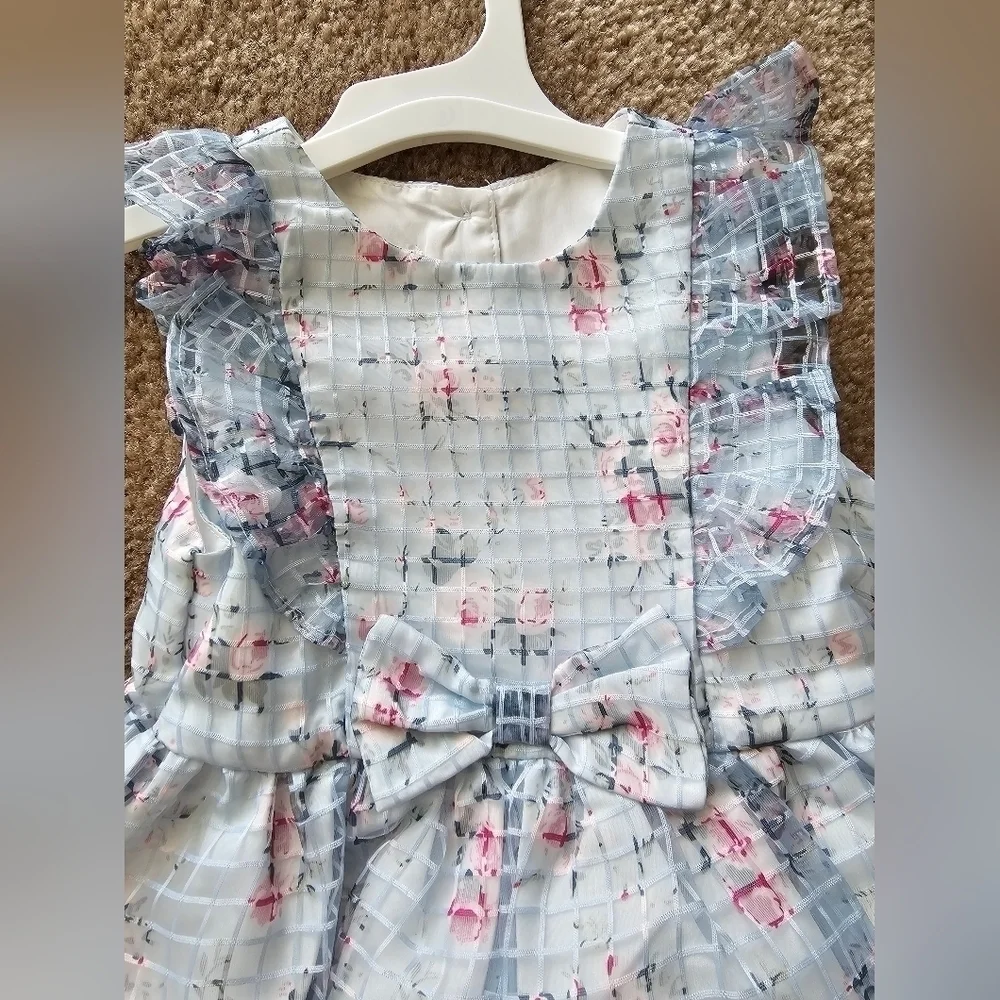 Mia & Mimi Blue Floral Organza Dress Baby Girl